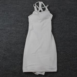 Bombshell Sportswear Dress Small Double Lined Bodycon White Cutout Back Athletic